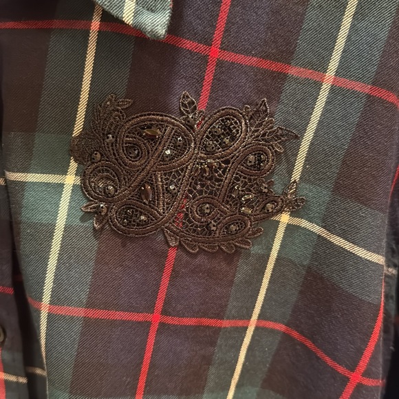 Lauren Ralph Lauren Embellished Plaid Shirt - Picture 4 of 5